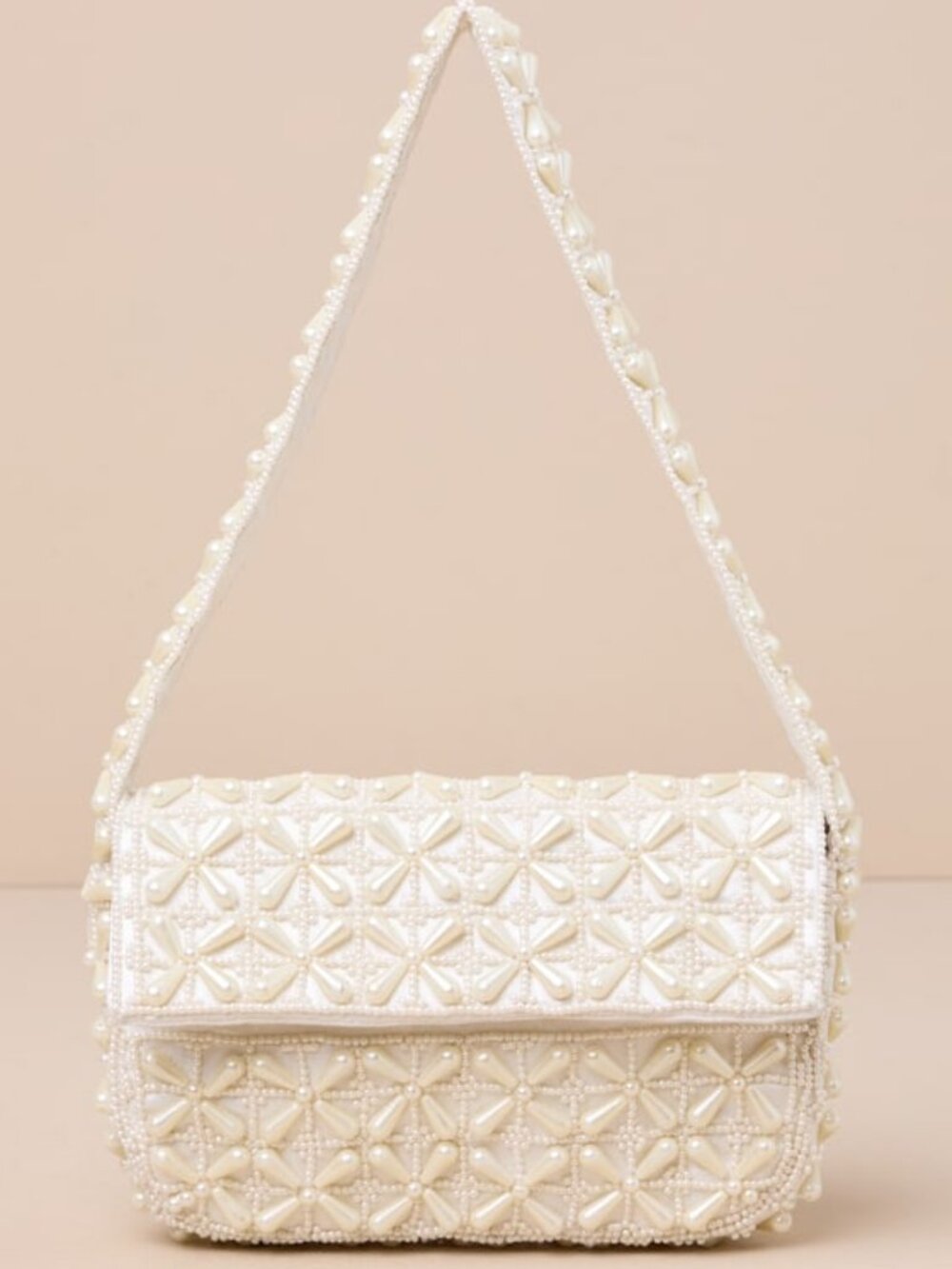 Lulus Luxe Perception Ivory Pearl Beaded Mini Shoulder Bag White - Size One Size